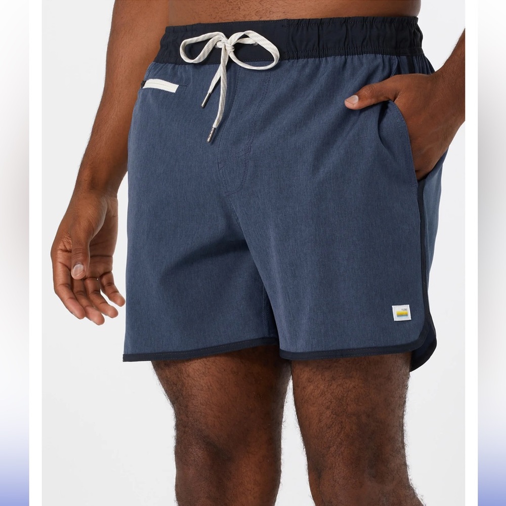 Vuori Banks Short 5” Azure Linen Texture oh. - Picture 3 of 14